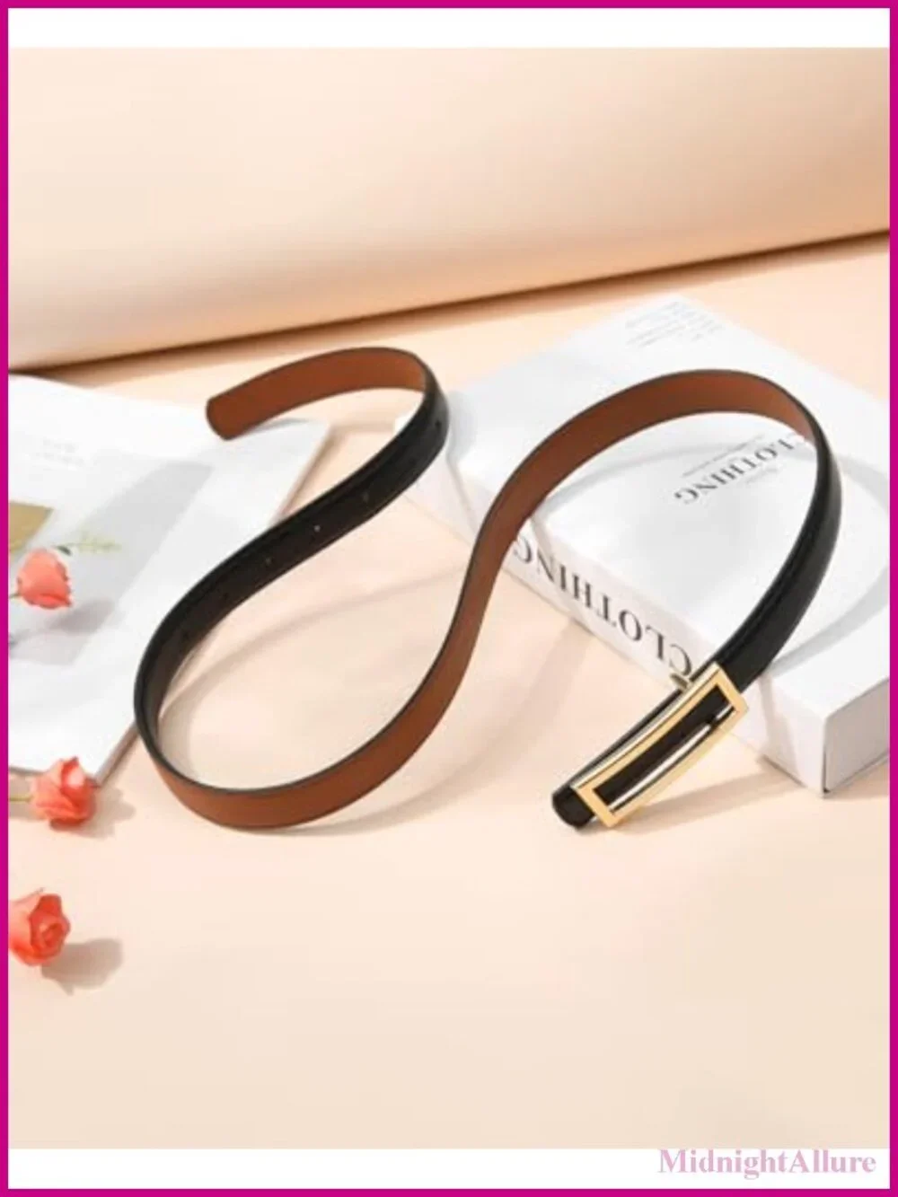 Reversible Skinny PU Leather Belt 2-in-1 Adjustable Women's Jeans Belt